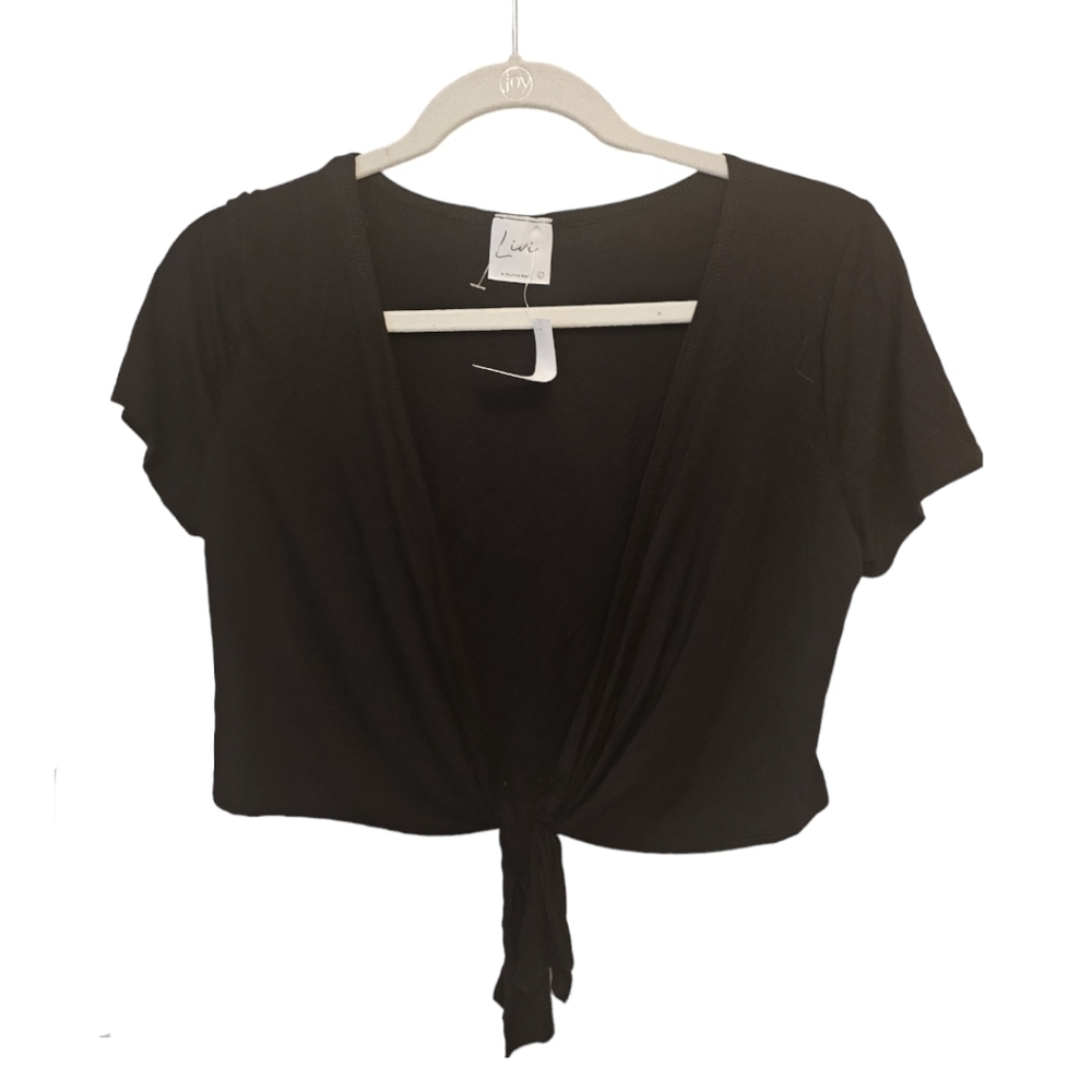 NWT Livi by Olivia Rae Black Tie Front Crop Top